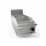 Plaque à snacker rainurée chromée à gaz à poser 400x900x270mm