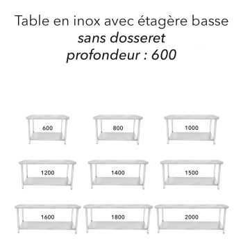 Table inox couv 600