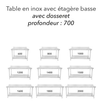 Table inox couv 700dosseret